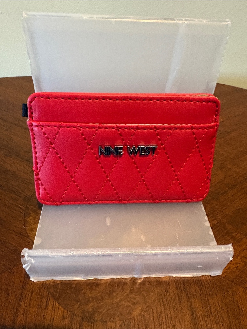 Nine West card holder Quilted Red  vegan  compact card case
